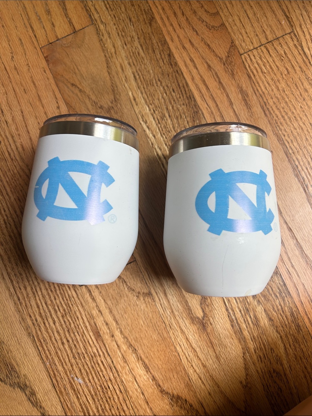 University of North Carolina UNC Logo White Stemless Wine Tumblers- Set of 2-New